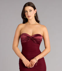 Iris Satin Tie-Back Mesh Mermaid Dress