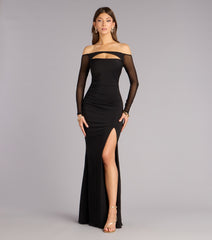 Elianna Mesh Off-The-Shoulder Mermaid Dress