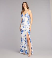 Kara Formal Floral High-Slit Mermaid Dress