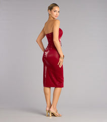 Valery Faux Leather Corset Midi Dress