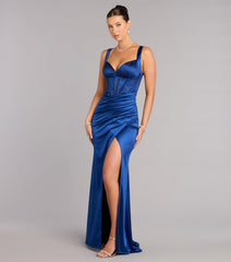 Aurora Satin Rhinestone Corset Formal Dress