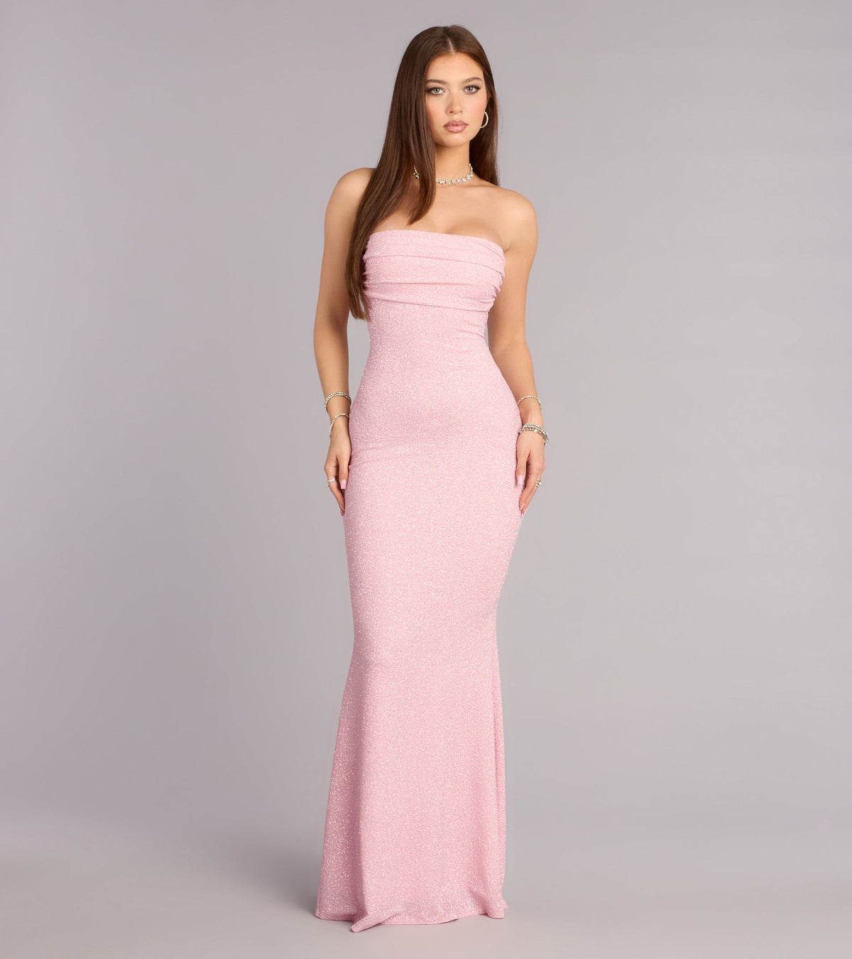 Audrina Glitter Strapless Mermaid Formal Dress