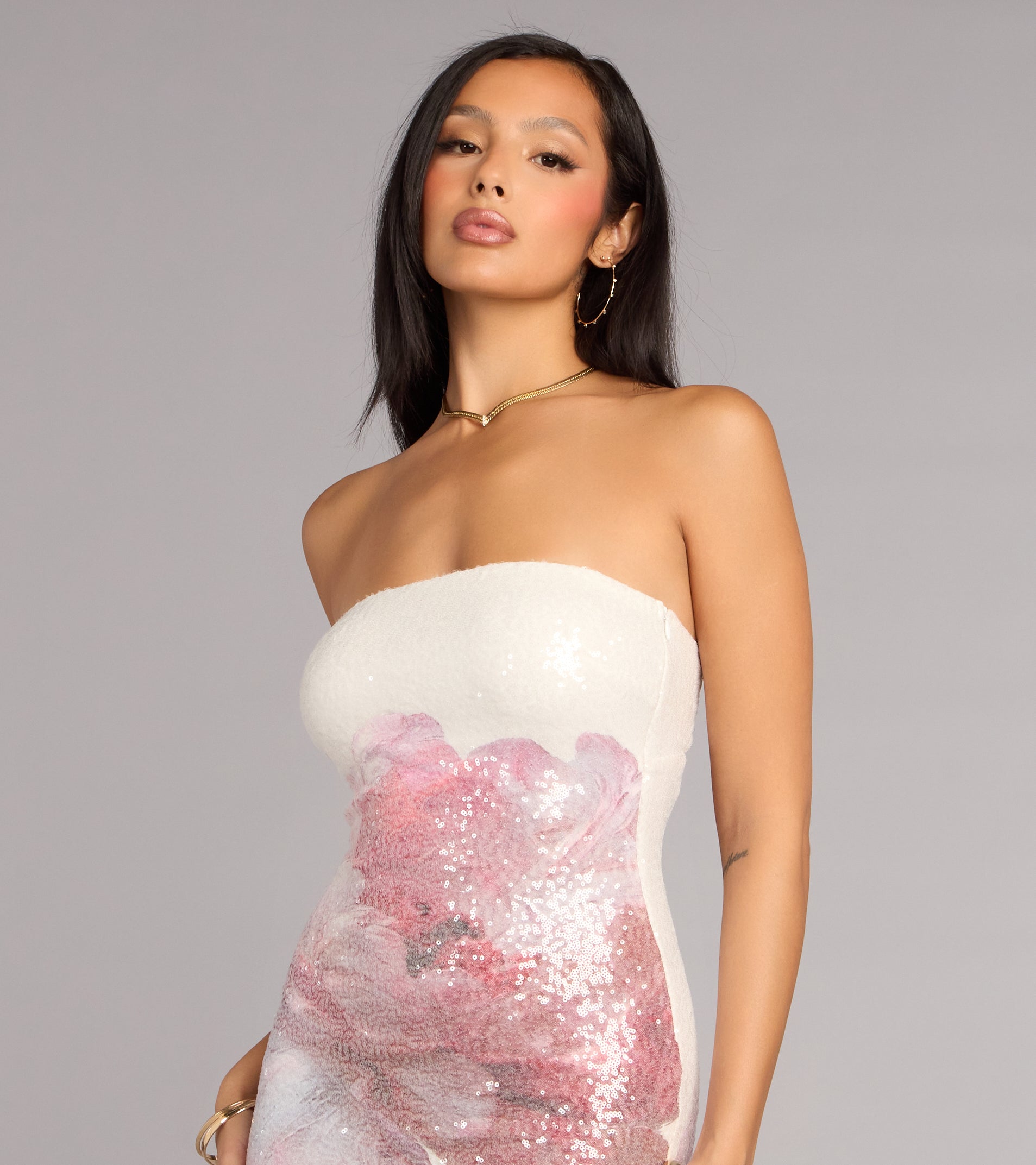 Kiki Floral Sequin Formal Dress