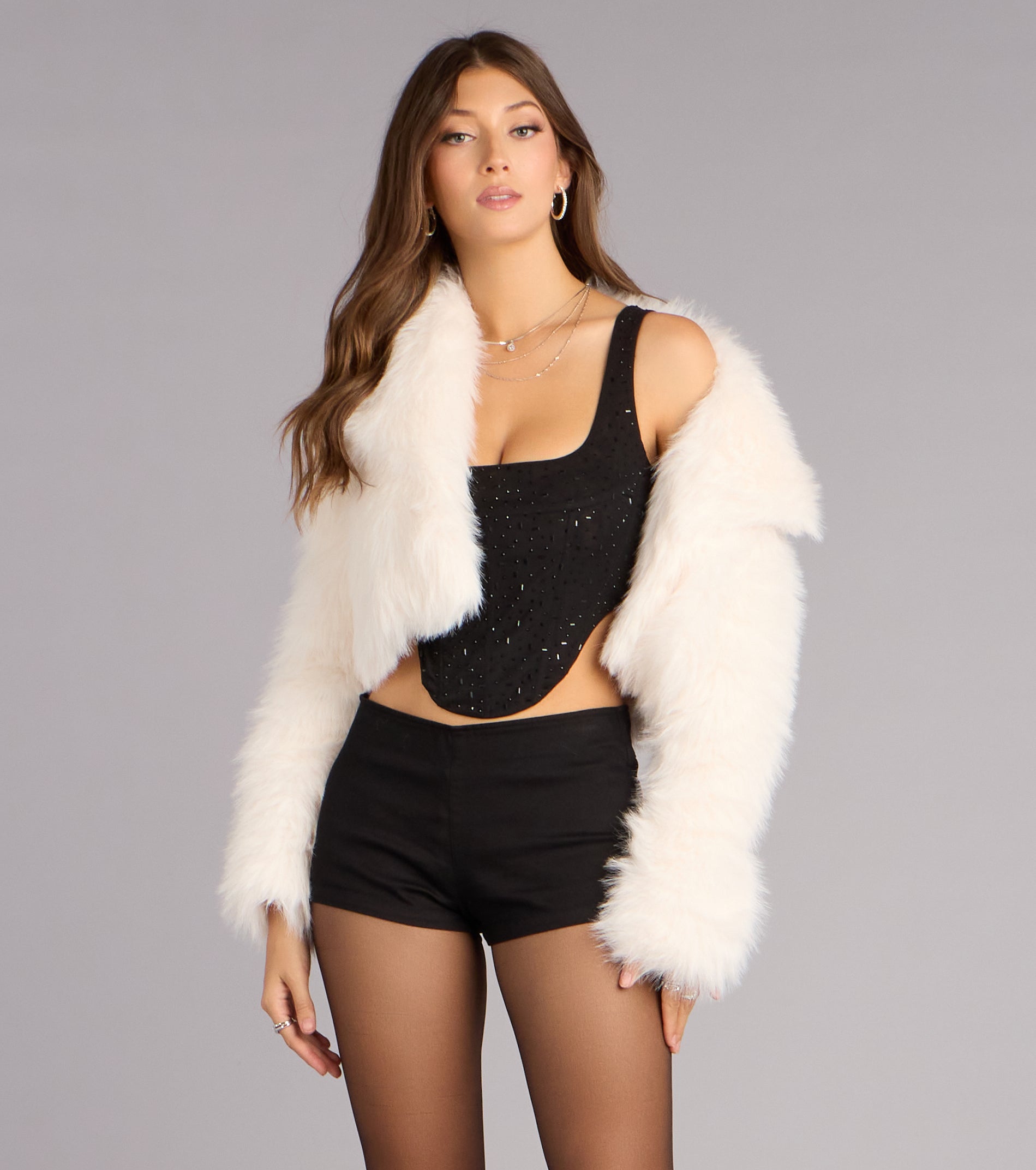 Undeniably You Rhinestone Mesh Corset Top