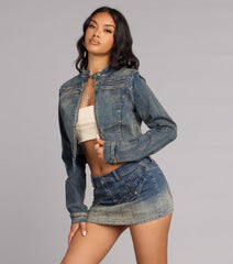Fast Lane Cool Moto Denim Crop Jacket