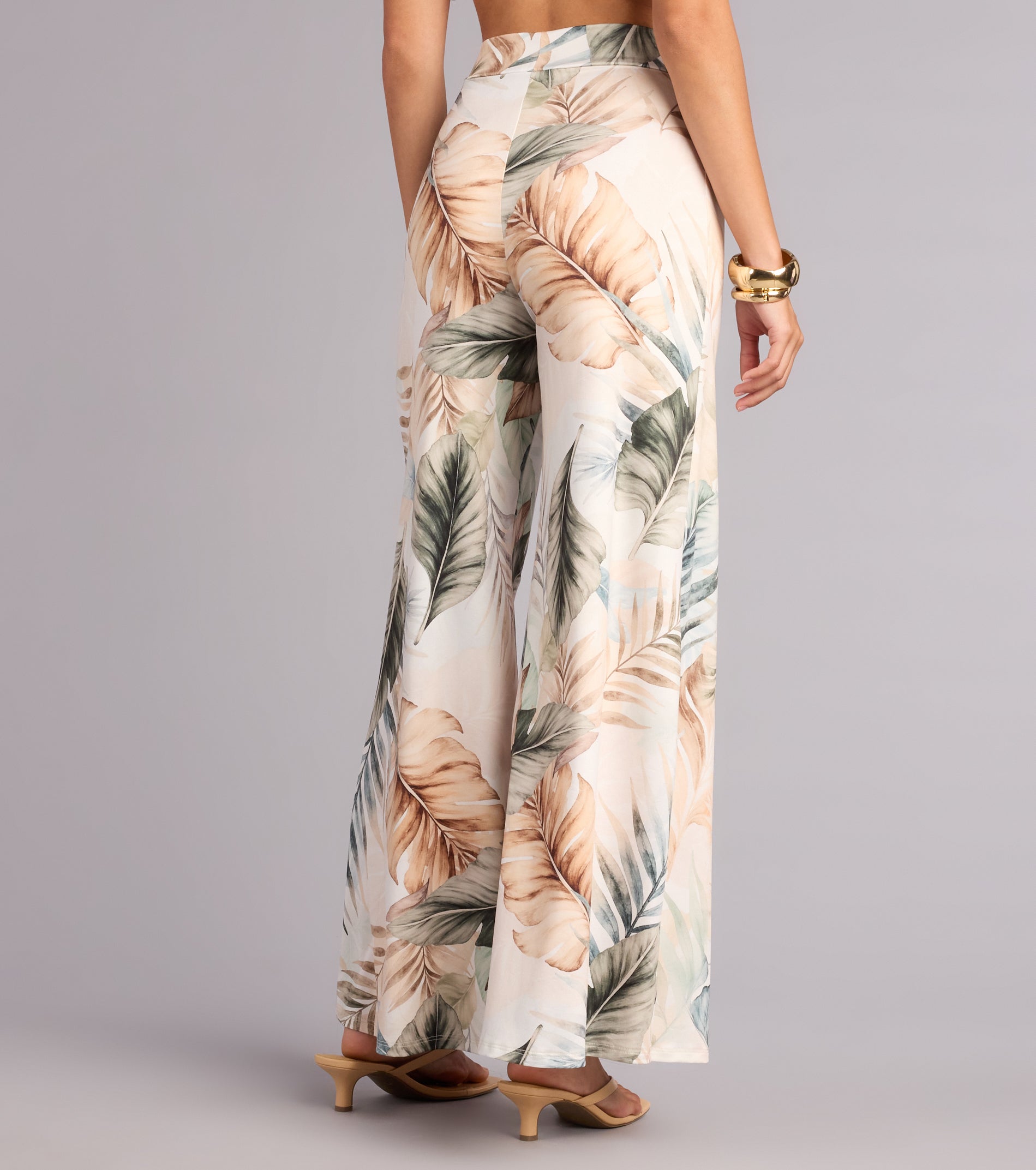Getaway Mode Tropical Print Wide-Leg Pants